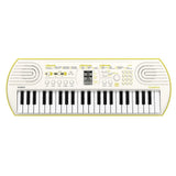 Tastiera Casio Sa-80 visuale dall'alto. Bianca e giallo limone.
