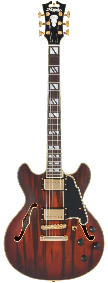D'angelico Deluxe Mini DC Satin Brown Burst Chitarra Semiacustica