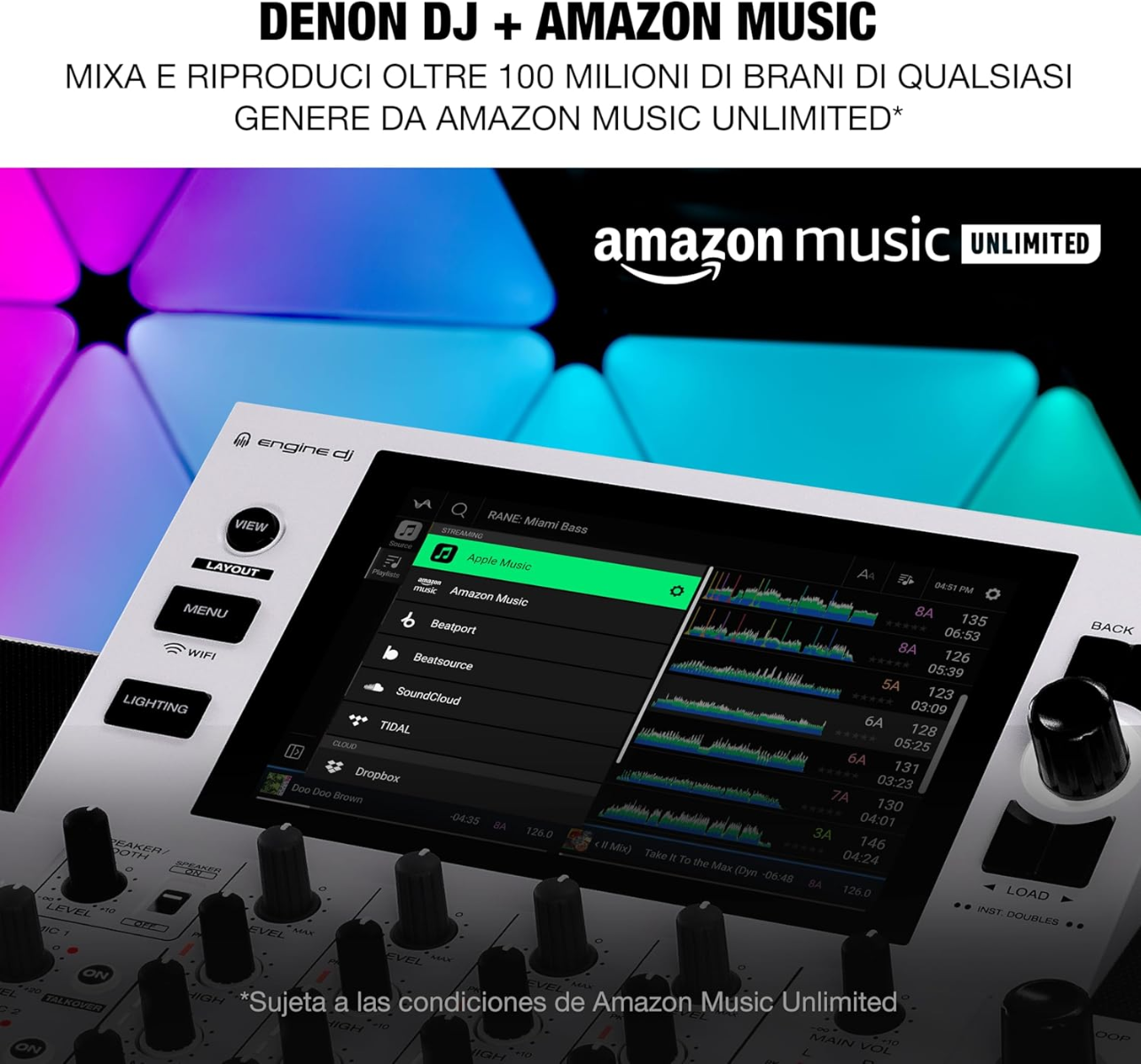 DENON DJ SC Live 4 Bianca: console all-in-one con audio professionale, Wi-Fi integrato e lettori multimediali per DJ