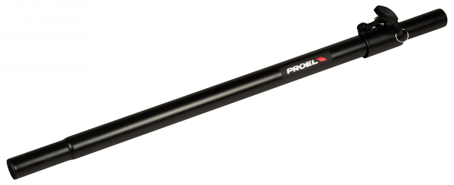 Supporto per subwoofer regolabile in acciaio, altezza 82-132 cm, diametro terminali 35 mm, colore nero opaco
