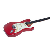 Chitarra elettrica rossa ST-300, design Strat, corpo in pioppo, manico in acero, tre pickup single-coil, finitura lucida