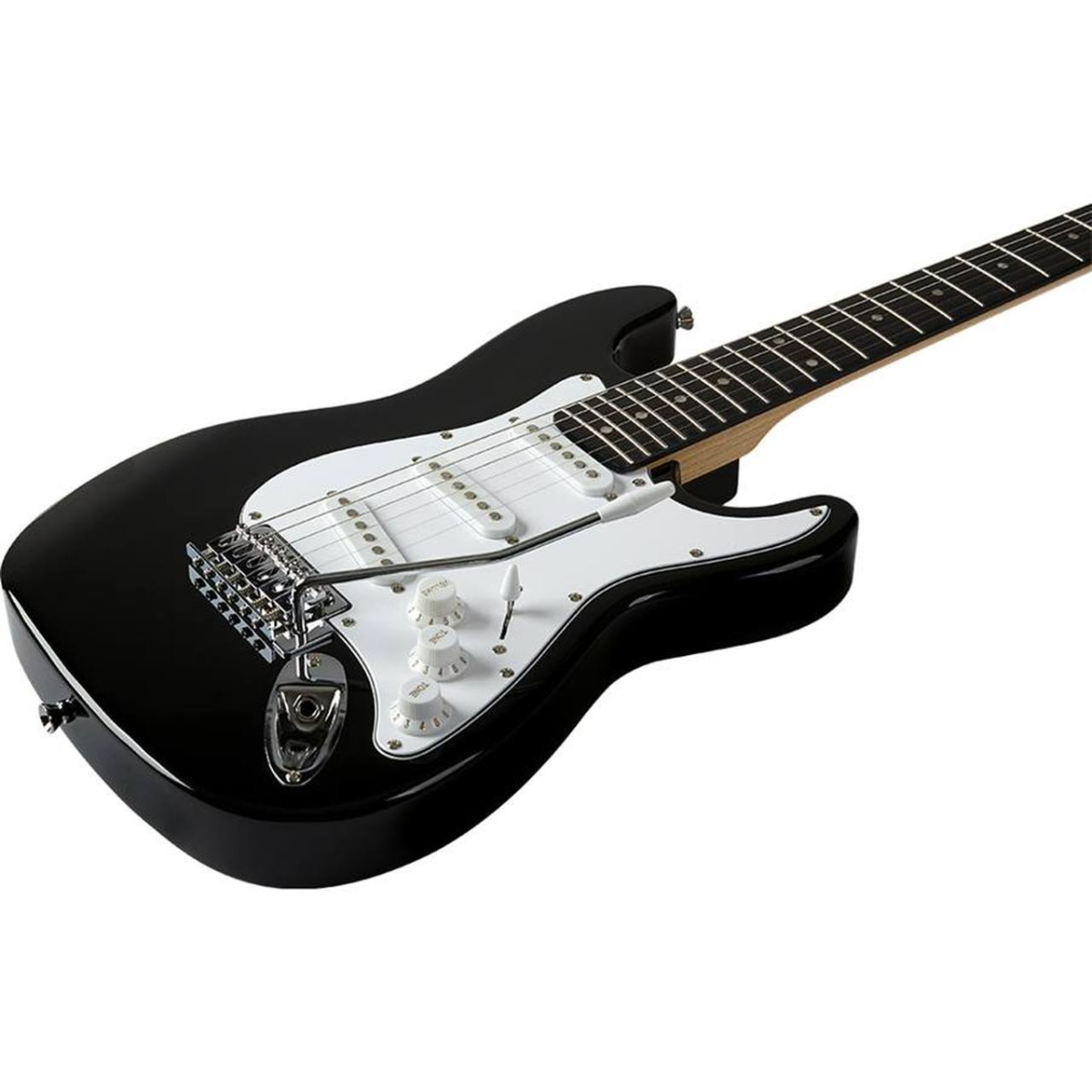 EKO ST 100 3/4 Black Chitarra Elettrica ponte e sellette corpo body pickups corde uscita jack potenziometri volume e tono selettore del pickup battipenna corde