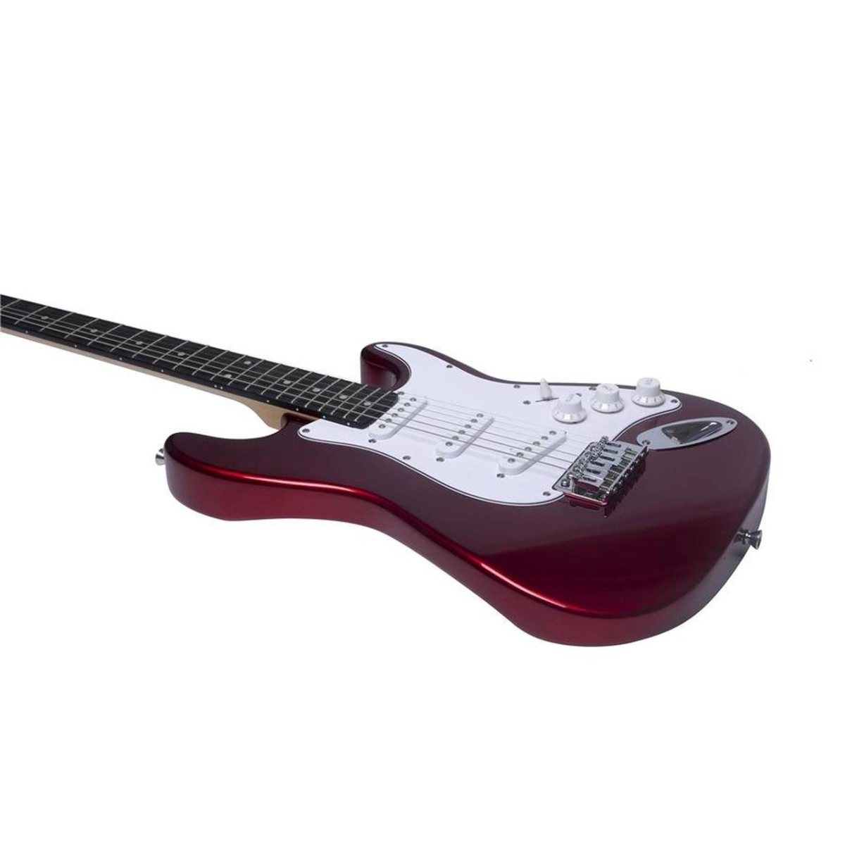 EKO St 100 3/4 Chrome Red Chitarra Elettrica ponte e sellette corpo body pickups corde uscita jack potenziometri volume e tono selettore del pickup battipenna corde