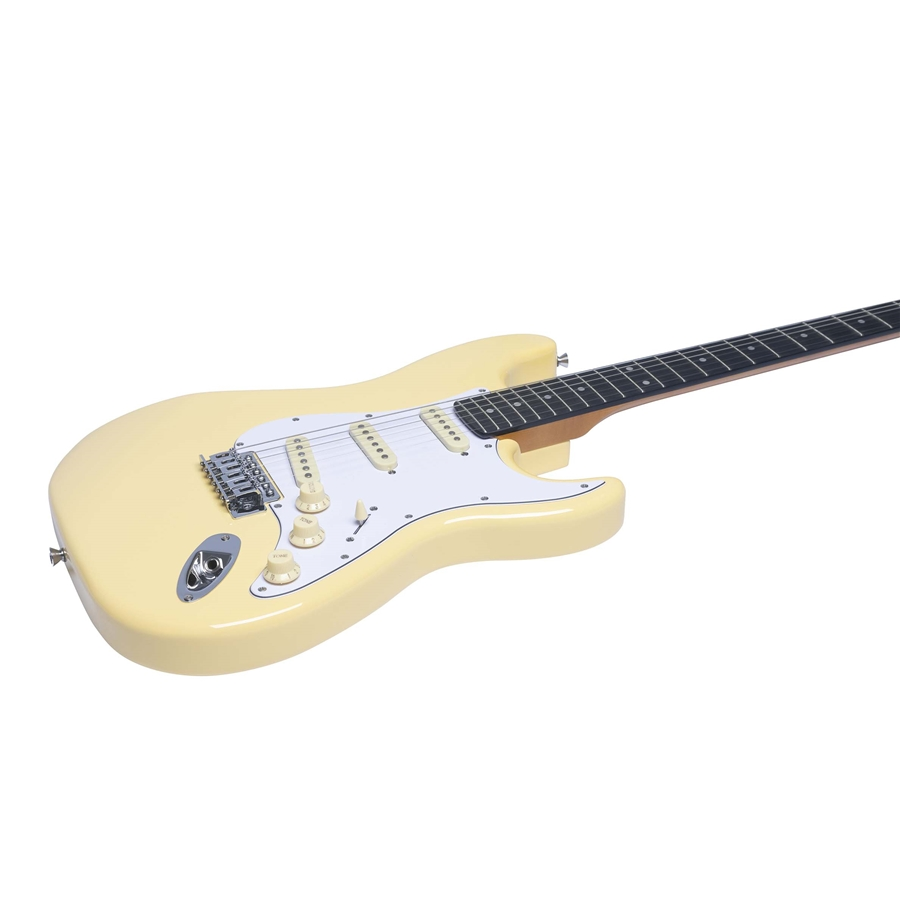 Chitarra Eko ST-300 in colorazione Fiesta Red, corpo in pioppo, manico in acero, tre pickup single-coil, design classico