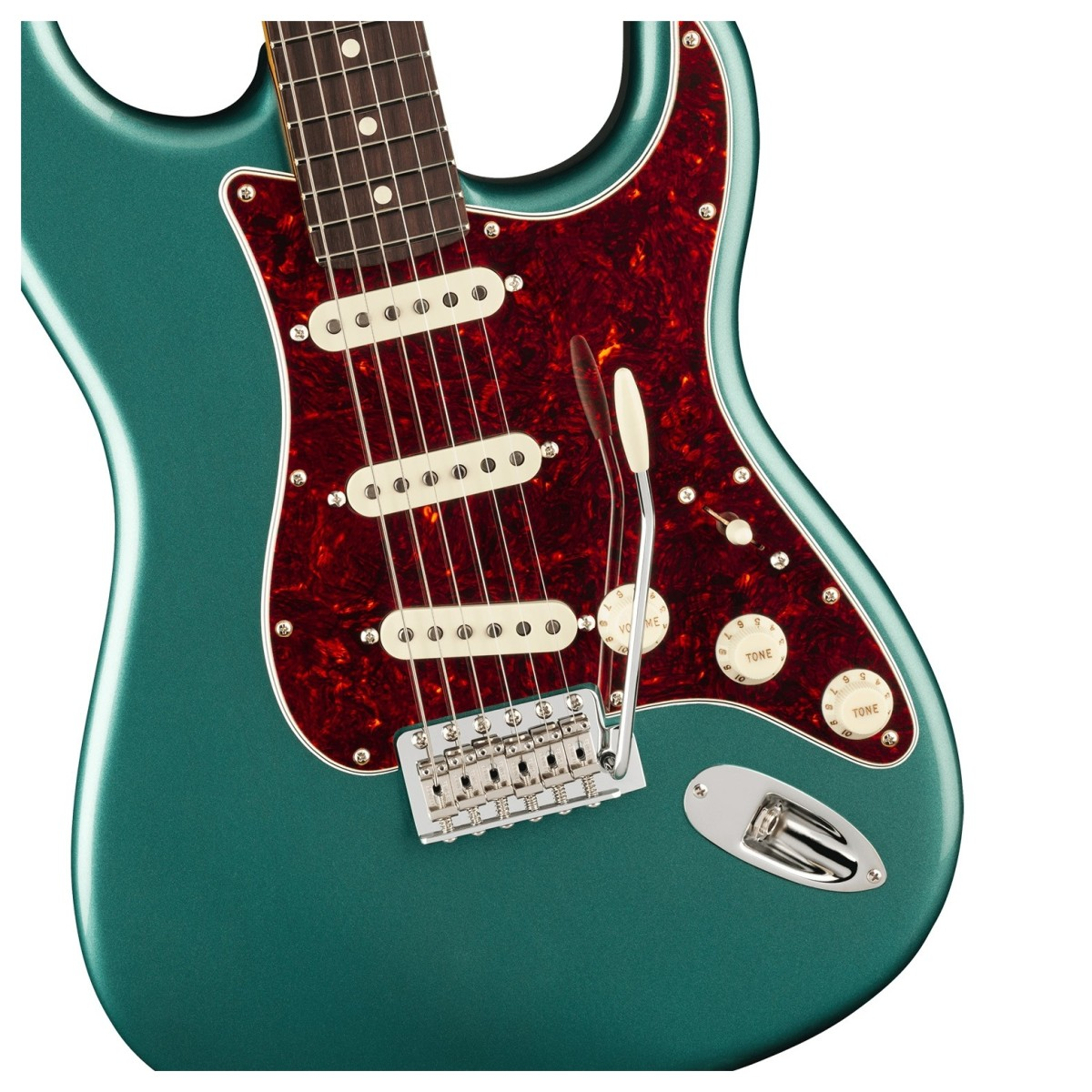 Chitarra elettrica Fender Stratocaster, Faded Sherwood Green Metallic, manico in acero, tasti jumbo, circuito di tono Greasebucket