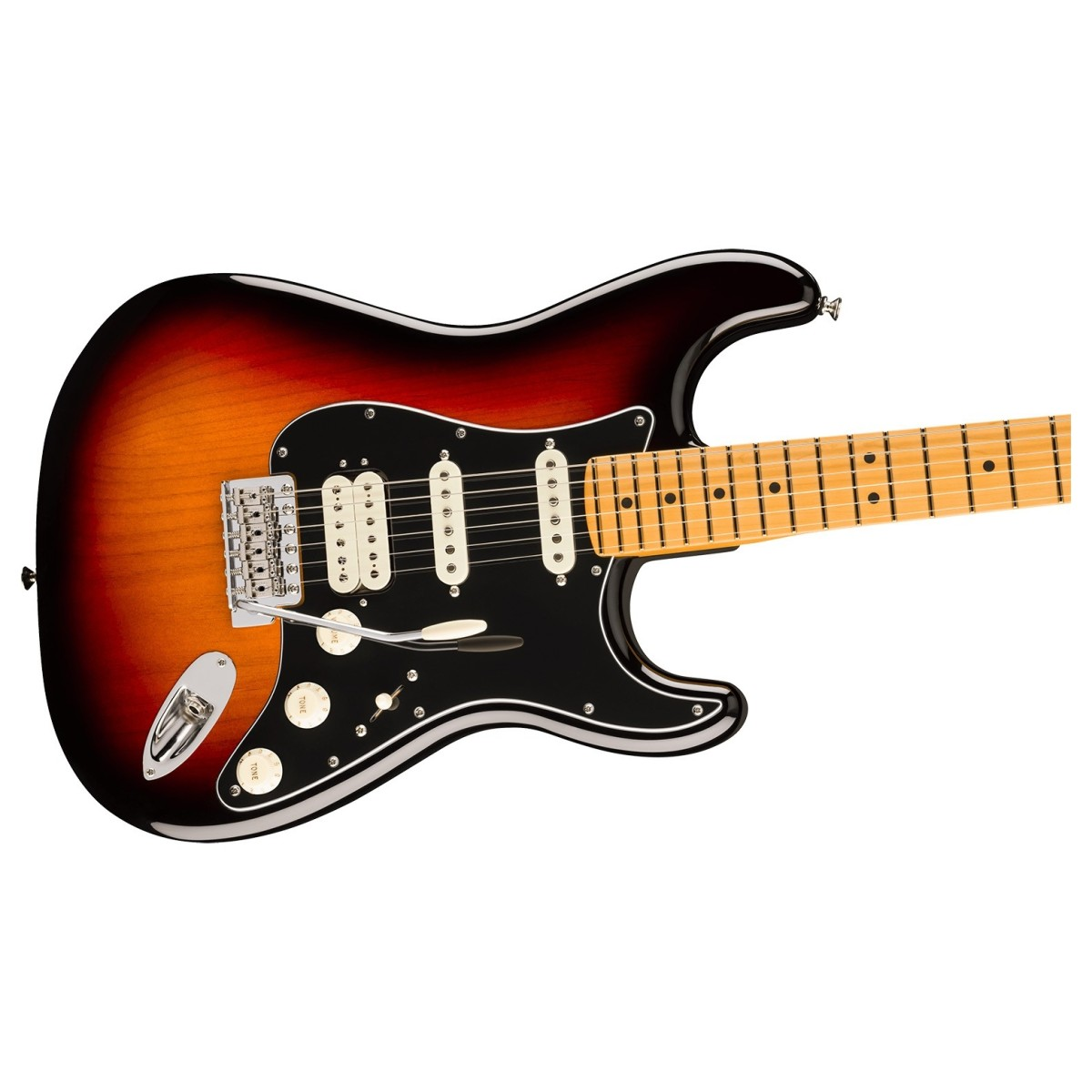 Chitarra elettrica Fender Stratocaster HSS in 3-Color Sunburst, unisce vintage e modernità con corpo in ontano e manico in acero