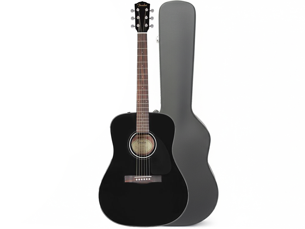Chitarra acustica nera Fender CD-60 con custodia rigida