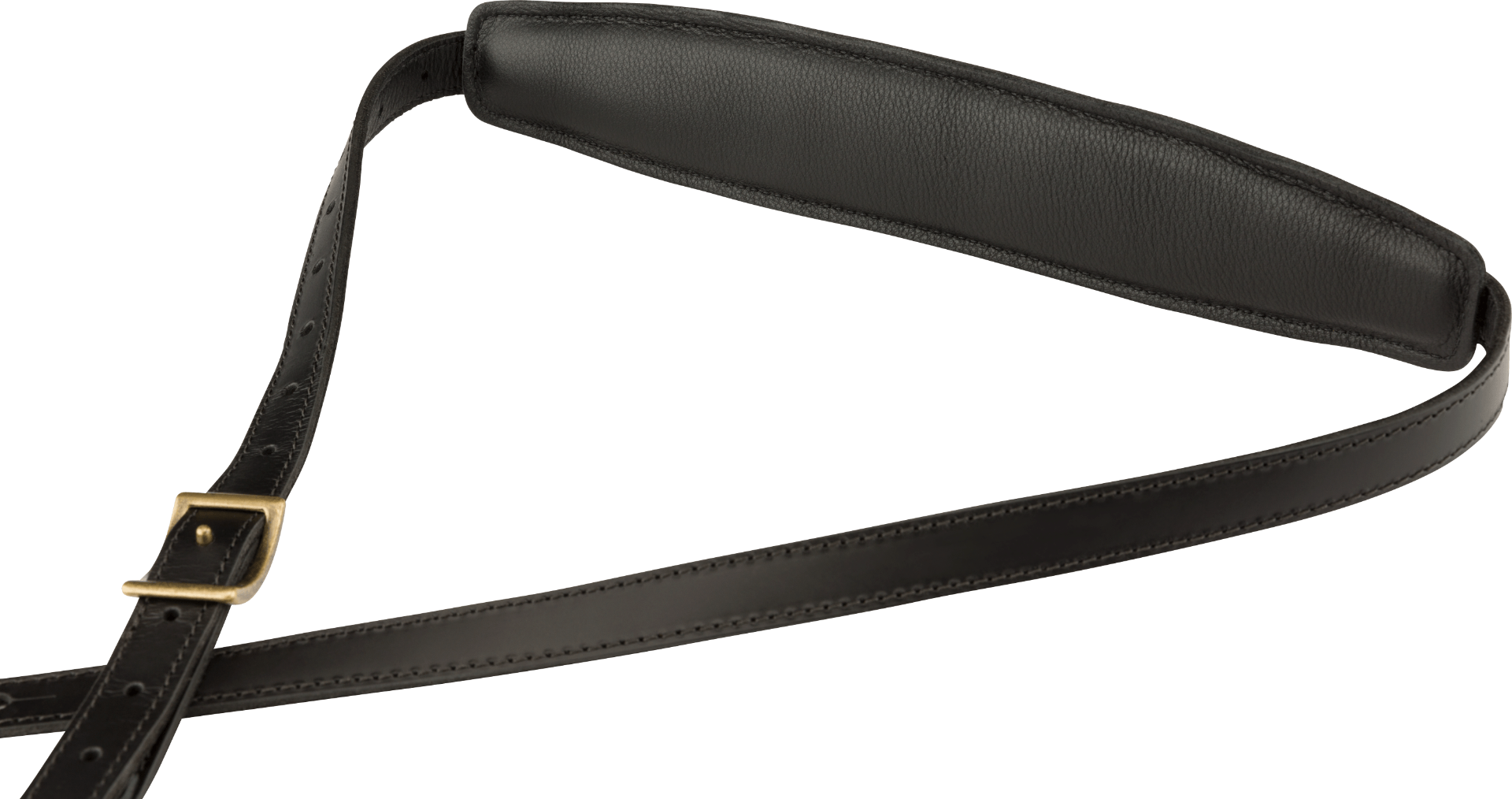 Tracolla Mustang Saddle nera in pelle di alta qualità, con retro imbottito e fermo metallico per una regolazione sicura