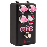 Fuzz pedal Fender x Hello Kitty, elegante finitura nera e manopole rosa, combina funzionalità e stile per musicisti