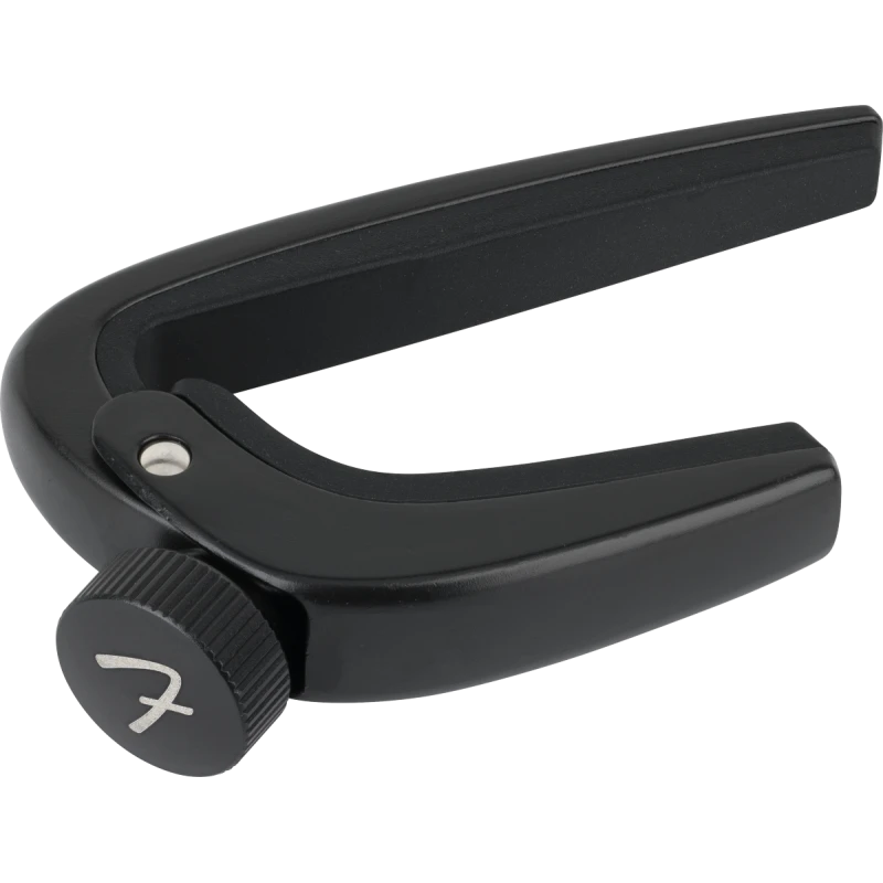 Capotasto mobile Fender Player per chitarre classiche, nero, in lega di zinco, con manopola di regolazione e imbottitura in gomma