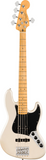 Basso elettrico 5 corde Fender Active Jazz in finitura Olympic Pearl, con corpo in ontano e manico in acero, progettato per musicisti moderni