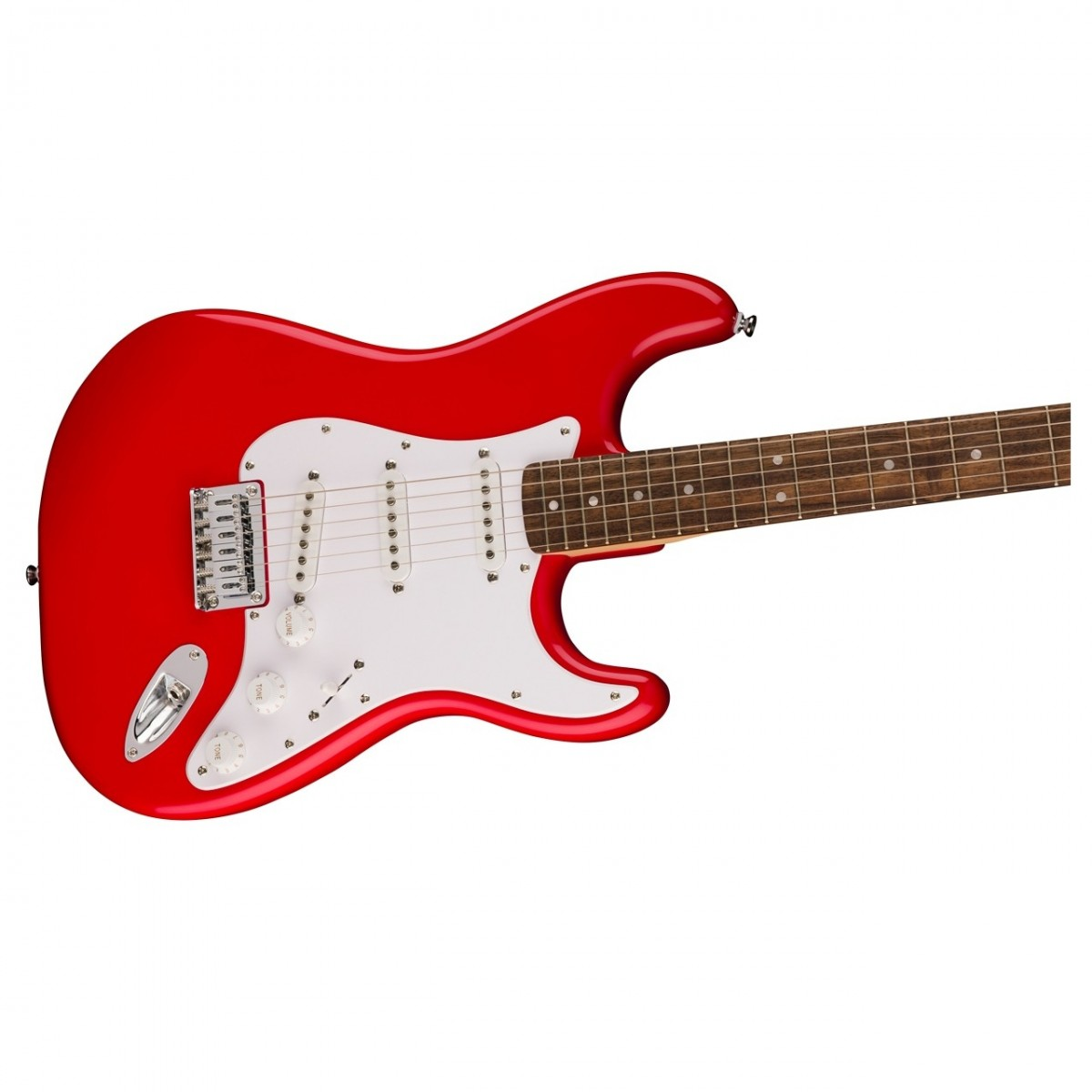 Chitarra elettrica Squier Sonic Stratocaster HT Torino Red, design Fender, manico in acero, pickup single coil e hardware cromato