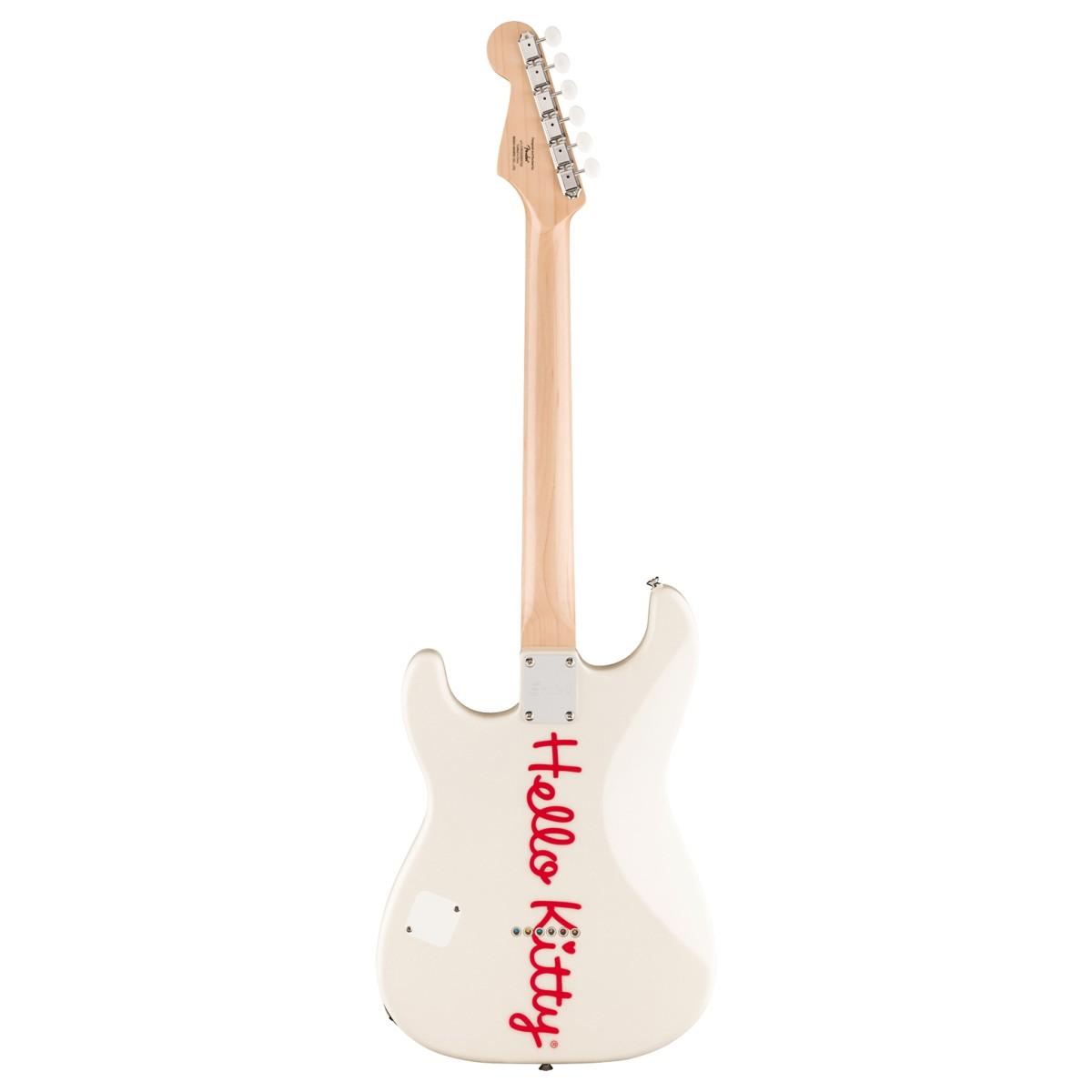 Stratocaster bianca Hello Kitty, celebra il 50° anniversario con design iconico e qualità Fender, completa di gig bag