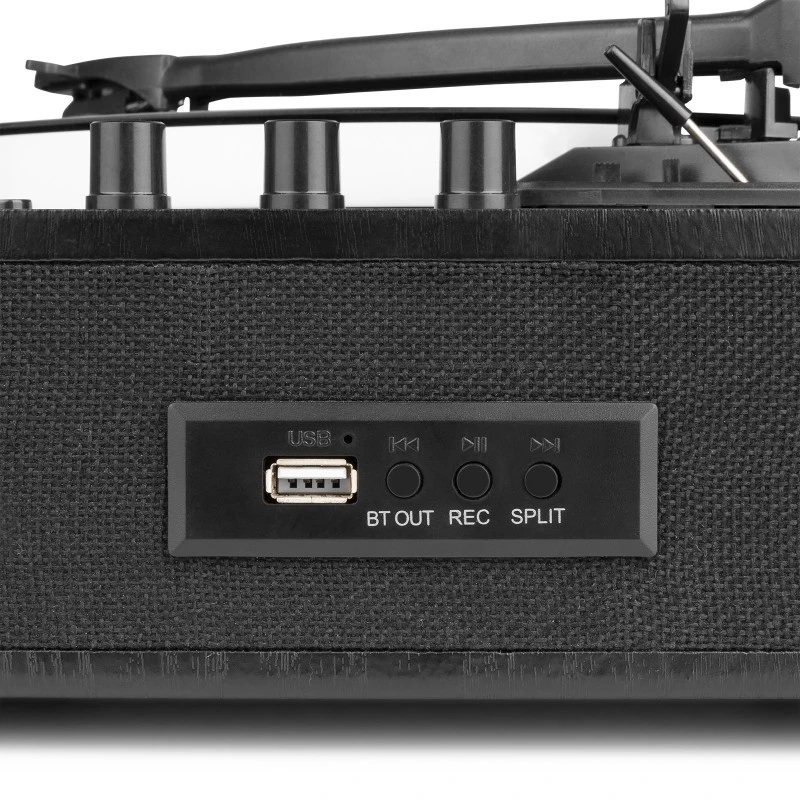 Giradischi Fenton RP162LED con luci LED, supporta vinili a 33, 45 e 78 giri, con connessione Bluetooth e design elegante