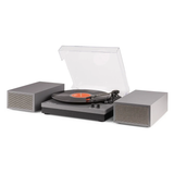 Giradischi Fenton RP165 grigio con amplificatore integrato, altoparlanti stereo e opzioni di riproduzione vinile e Bluetooth