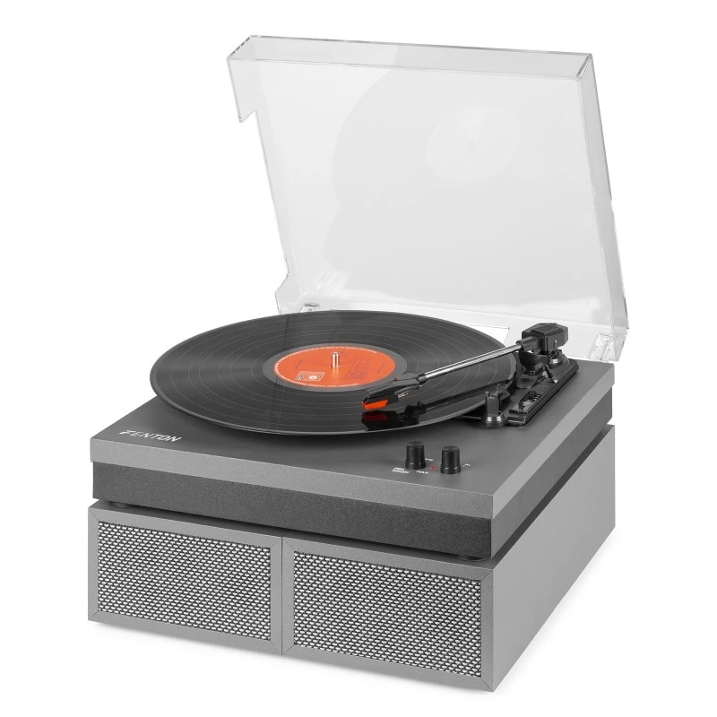 Fenton RP165 grigio: giradischi elegante con amplificatore, altoparlanti stereo e supporto per vinile e streaming Bluetooth