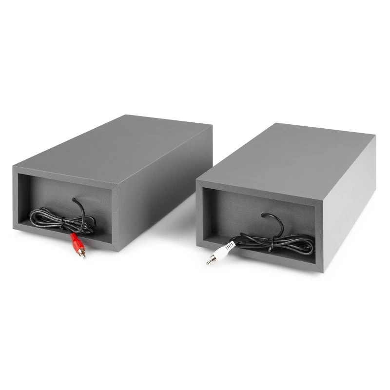 Giradischi Fenton RP165, colore grigio, con altoparlanti stereo e supporto per vinile e streaming Bluetooth