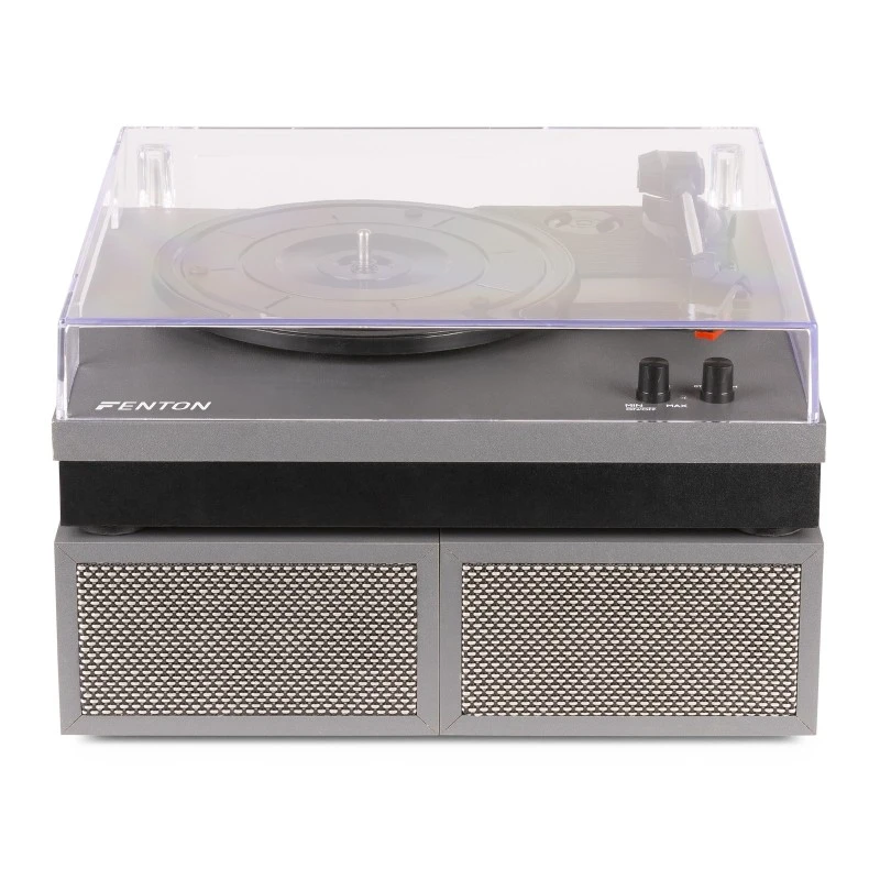 Fenton RP165 grigio, giradischi con amplificatore integrato, altoparlanti stereo e opzioni di riproduzione vinile e BT
