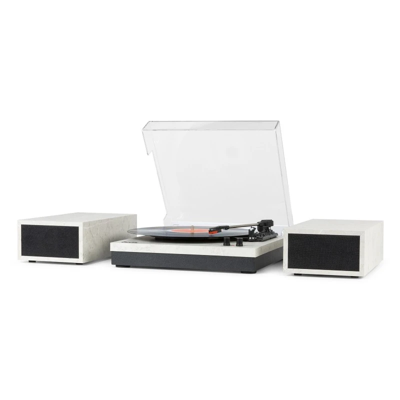 Fenton RP165, giradischi in marmo con altoparlanti stereo, supporta vinile e streaming Bluetooth per un suono ottimale