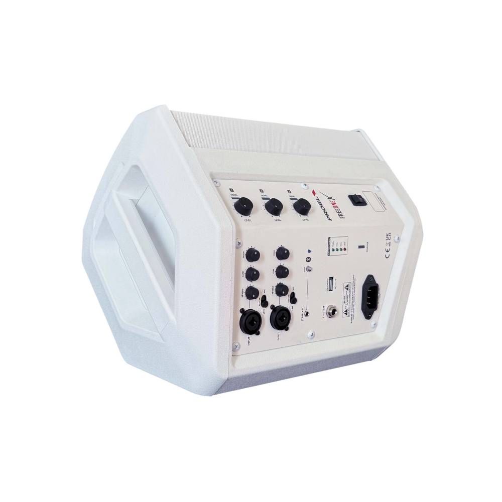 Sistema PA FREEONEX, compatto e resistente, con Bluetooth, mixer digitale, 3 altoparlanti, 10 ore di funzionamento senza rete