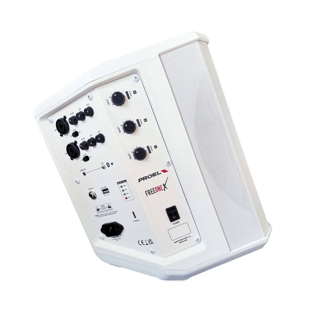 FREEONEX: sistema PA portatile con batteria, Bluetooth, 3 altoparlanti, mixer integrato, suono potente e 10 ore di autonomia