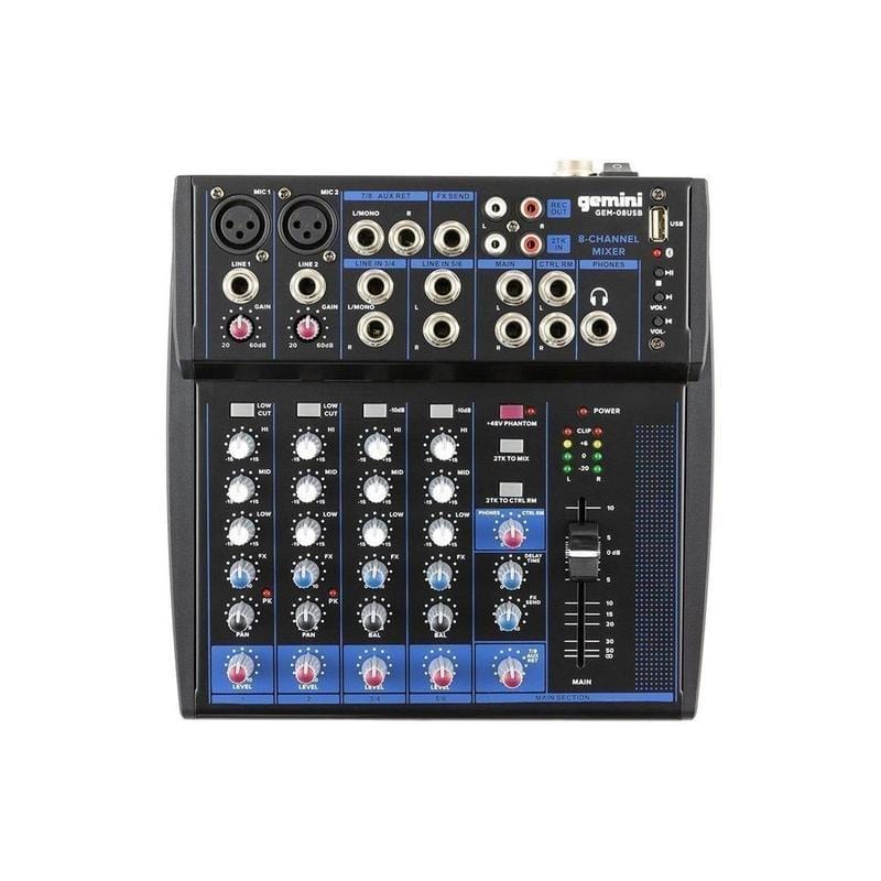 Gemini GEM 8 USB Mixer 8 canali