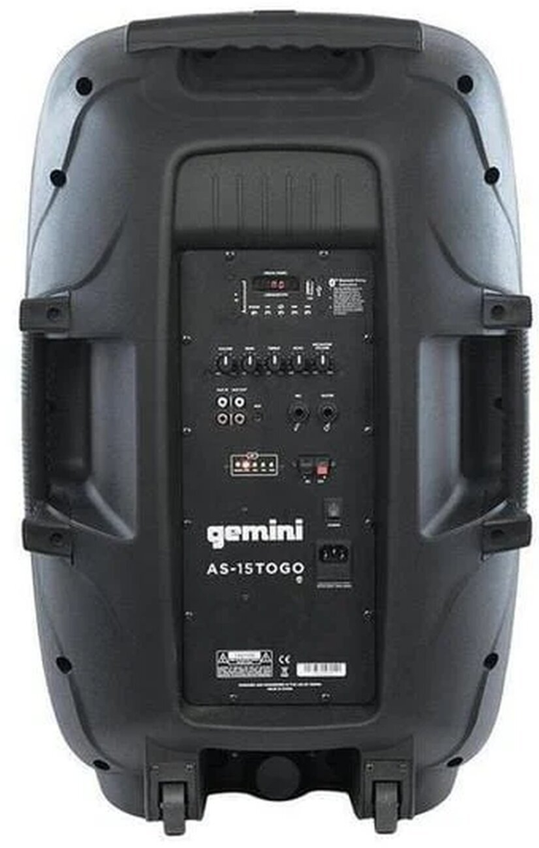 Cassa attiva Bluetooth Gemini AS-15 To Go, 2000W, woofer 15", ingressi microfono/chitarra, lettore USB/SD, telecomando