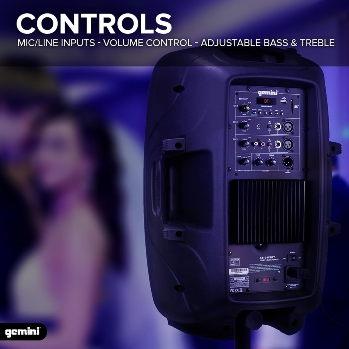 Diffusore Gemini AS2112 BT con audio player USB/SD, Bluetooth TWS e display per riproduzione audio da dispositivi esterni
