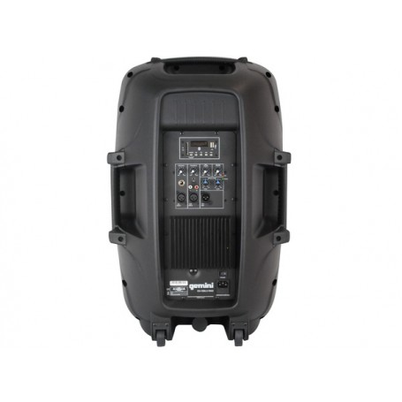 Collegamenti retro rca xlr Cassa attiva Bluetooth 15", 2000W, lettore audio USB/SD, EQ a 2 bande e telecomando per un suono di alta qualità