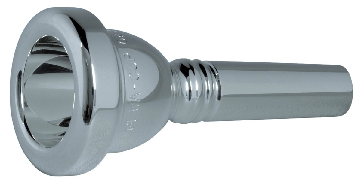 Bocchino argentato per trombone con penna larga, ideale per musicisti esperti, garantisce un suono potente e una comoda imboccatura