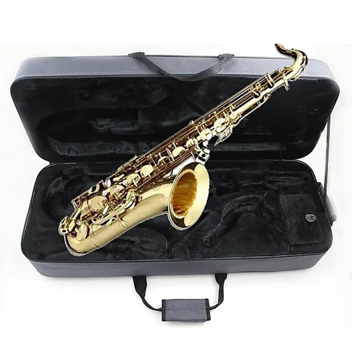 Sassofono tenore GR TS210, finitura oro, corpo in ottone, custodia professionale e accessori per un suono di qualità