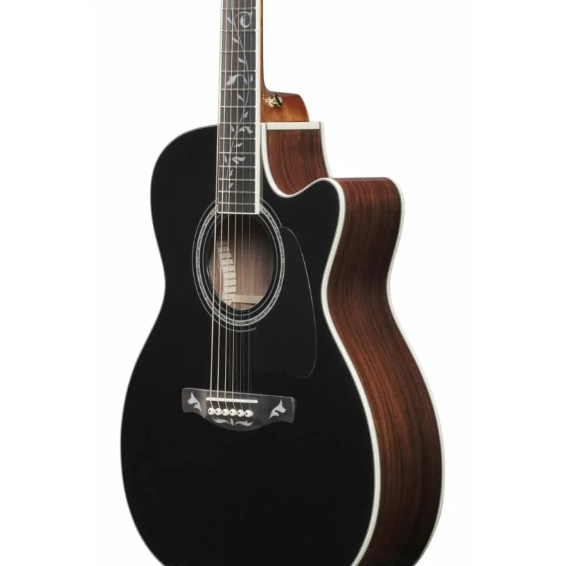 Chitarra elettroacustica Ibanez AC391RCE nera e naturale, con intarsi "Tree of Life" e preamp integrato per amplificazione