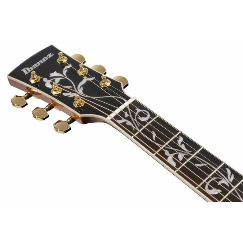 Ibanez AC391RCE, chitarra elettroacustica nera/naturale, manico in mogano, fondo in palissandro e intarsi raffinati