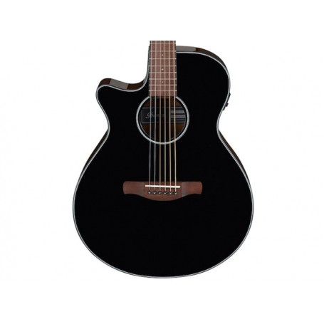 Chitarra acustica Ibanez AEG50L, mancina, nera, con preamp AEQ-TTS, controlli semplici e accordatore LCD integrato.