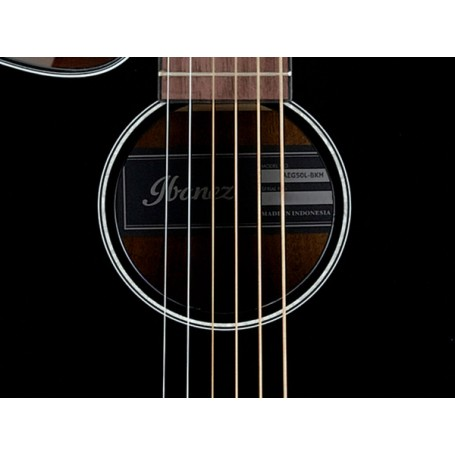 Chitarra acustica elettrificata Ibanez AEG50L, mancina, nera, con preamp AEQ-TTS fasce e fondo in sapele