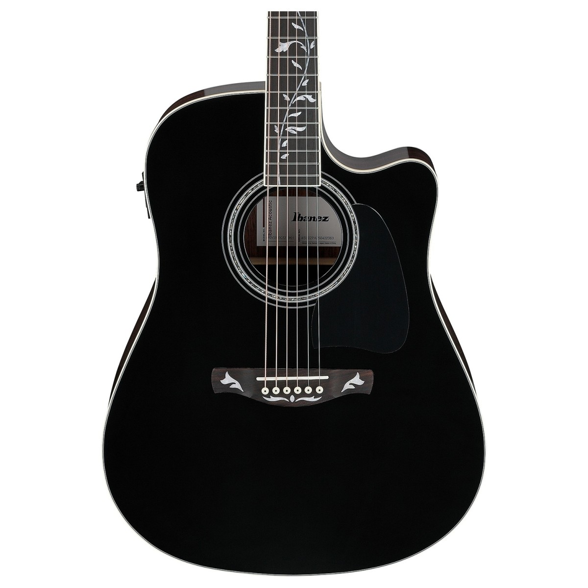 Chitarra Ibanez AW391RCE, design cutaway, top in abete Sitka, fondo in palissandro, pickup T-Bar, finiture di pregio