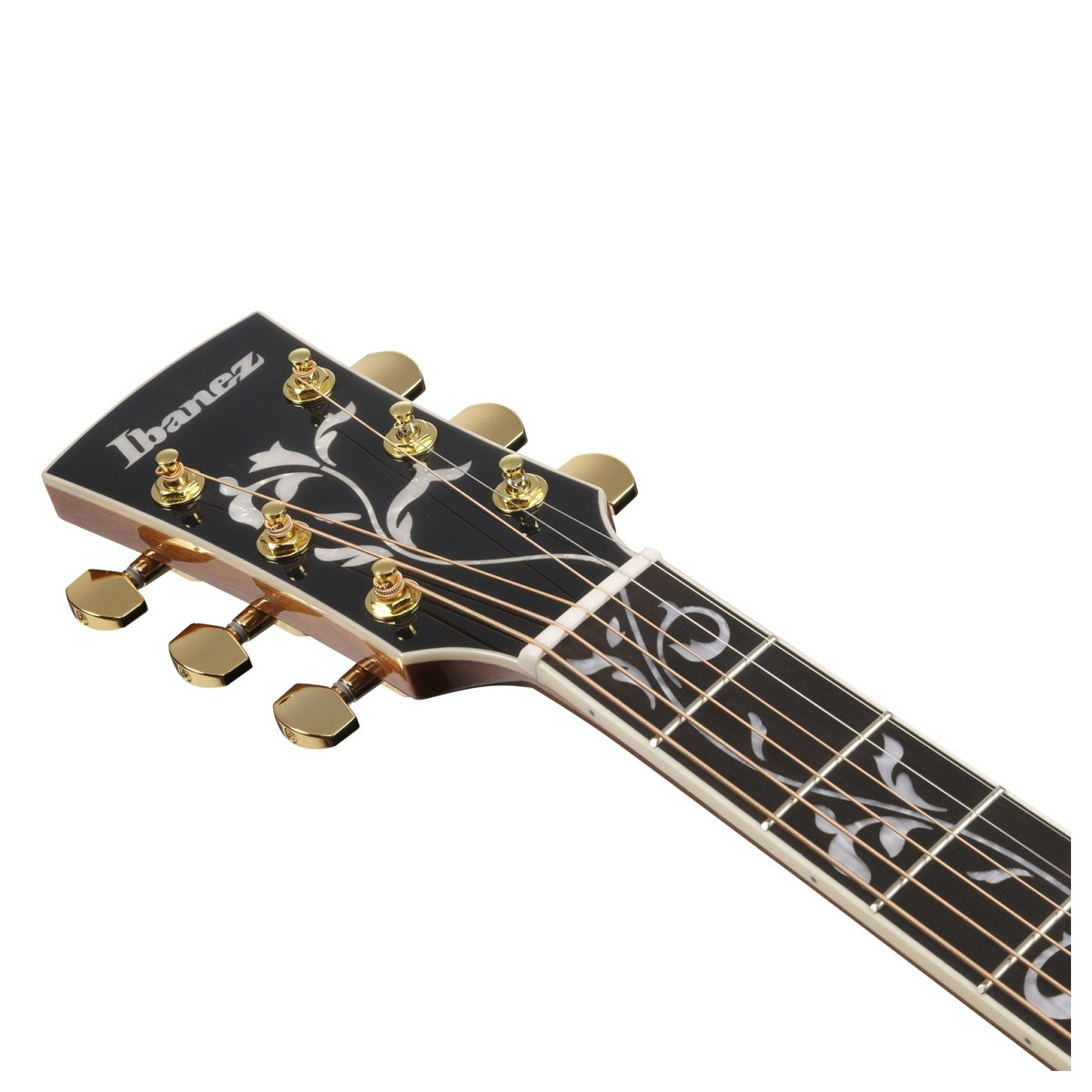 Fronte Manico Chitarra elettrificata Ibanez AW391RCE, corpo dreadnought, top in abete, fondo in palissandro, preamp con accordatore integrato