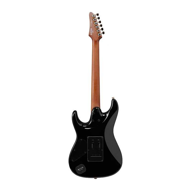 Chitarra elettrica nera Ibanez con 22 tasti jumbo, ponte Gotoh e pickup Alnico, ideale per esplorare nuove sonorità