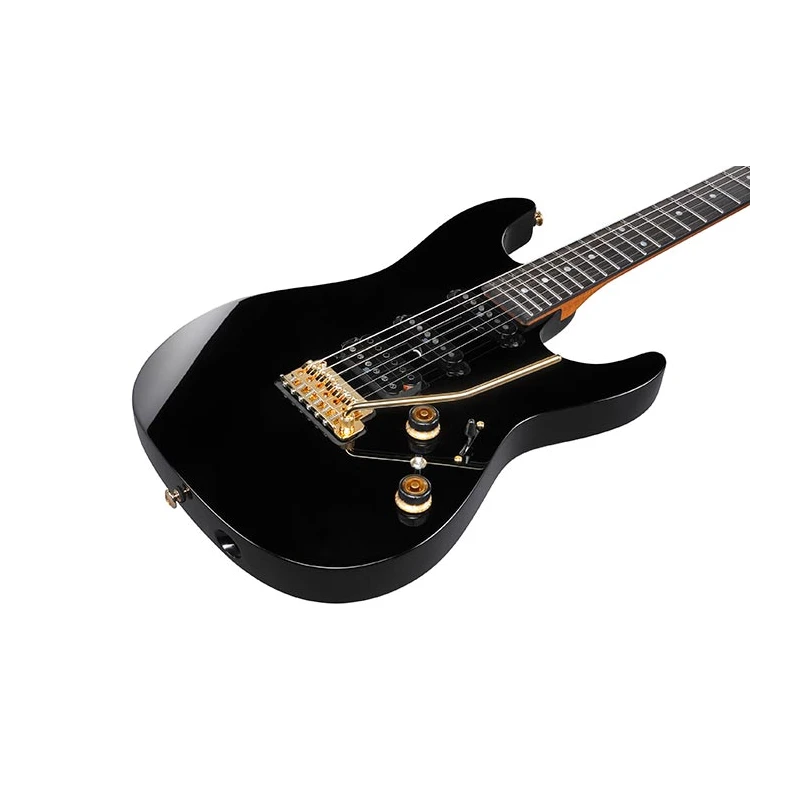 Chitarra elettrica nera Ibanez, dotata di pickup passivi Seymour Duncan e design ergonomico, per un'esperienza musicale unica