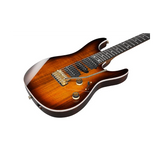 Ibanez AZ47P2K in Dragon Eye Burst, con manico ergonomico in acero, corpo in tiglio e pickups per una vasta gamma tonale