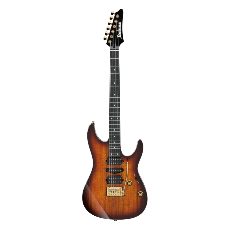 Chitarra elettrica Ibanez AZ47P2K in finitura Dragon Eye Burst, con corpo in legno di tiglio e manico in acero tostato
