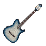Ibanez FRH20QMN, chitarra semiacustica blu, con corpo hollow, manico in nyatoh e pickup undersaddle per suono versatile