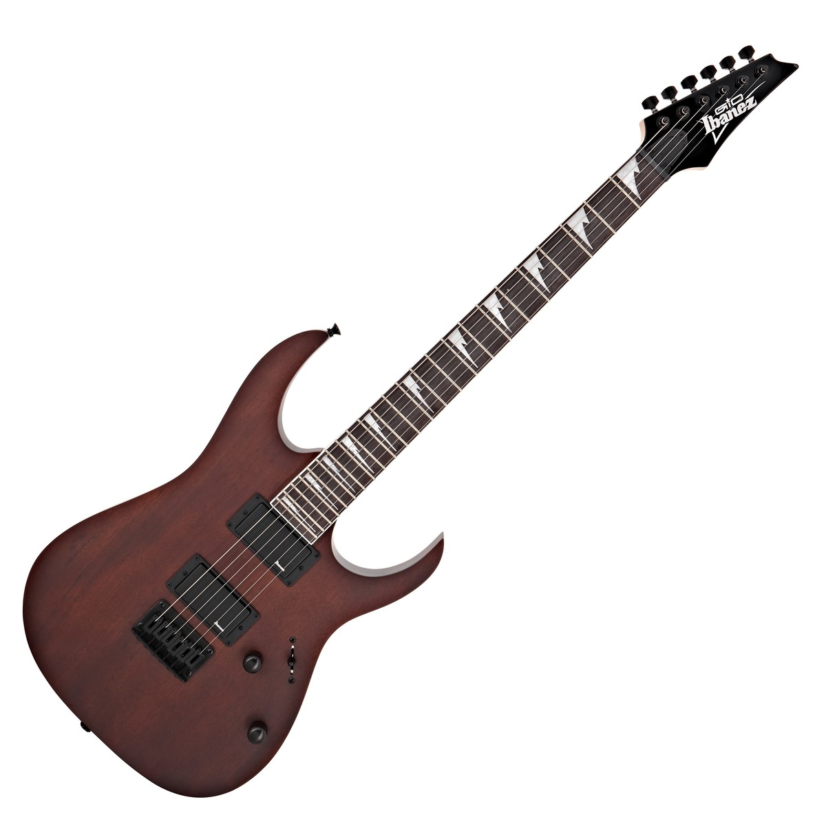 Chitarra elettrica Ibanez GIO GRG121DX, corpo in mogano, manico in acero, tastiera in Purpleheart, finitura Walnut Flat