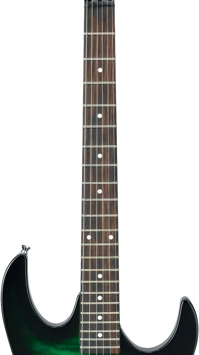 IBANEZ GIO GRX70QA TEB Transparent Emerald Burst Chitarra Elettrica tasti manico tastiera marcatori segnatasto inlay dots