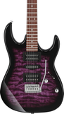 IBANEZ GIO GRX70QA TVT Transparent Violet Burst Chitarra Elettrica perno pulsante cinghia corde pickup corpo body ponte e sellette uscita jack potenziometri volume e tono selettore del pickup battipenna
