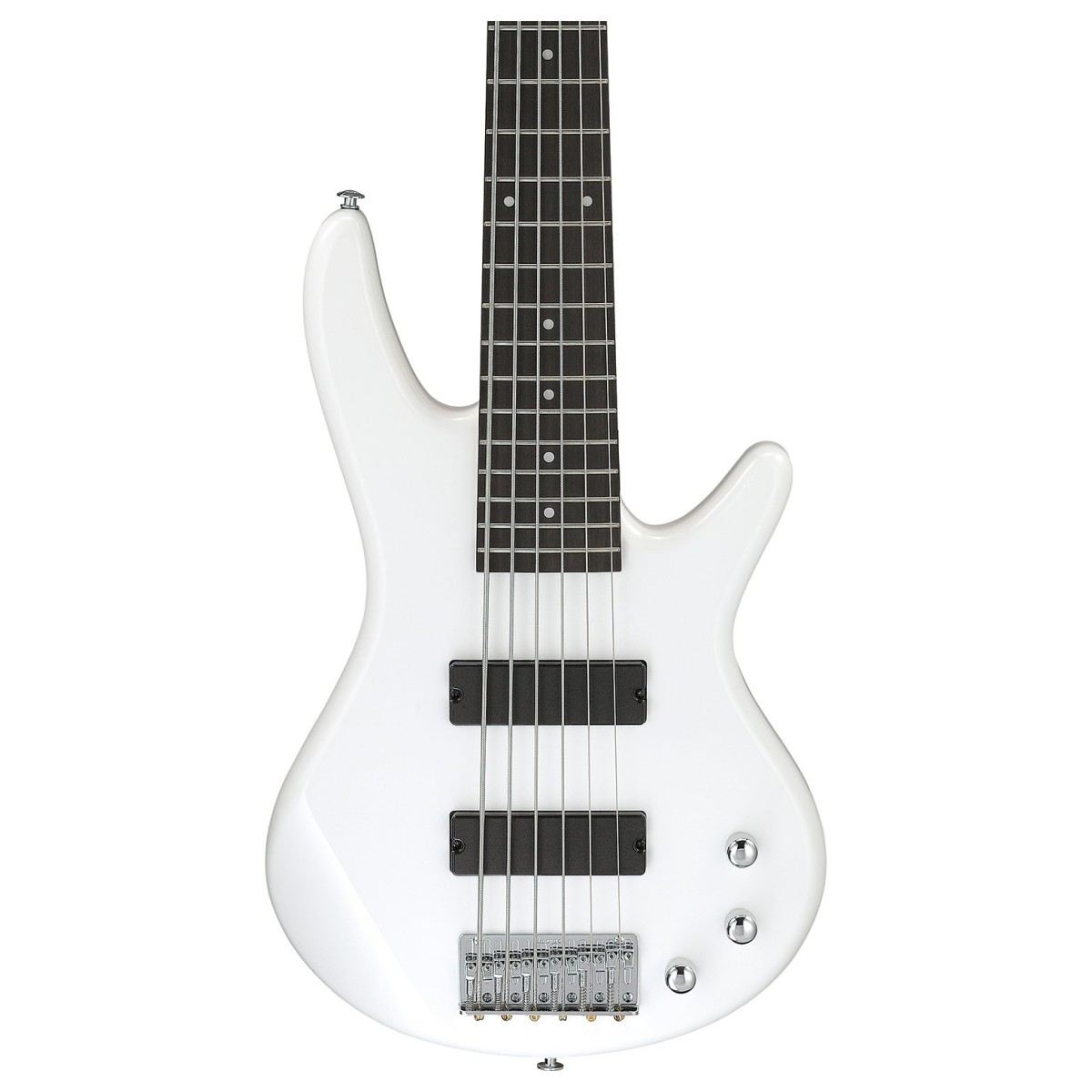 Basso elettrico a 6 corde Ibanez GSR186-PW, finitura Pearl White, manico in acero, pickup Dynamix H, suono elegante e potente