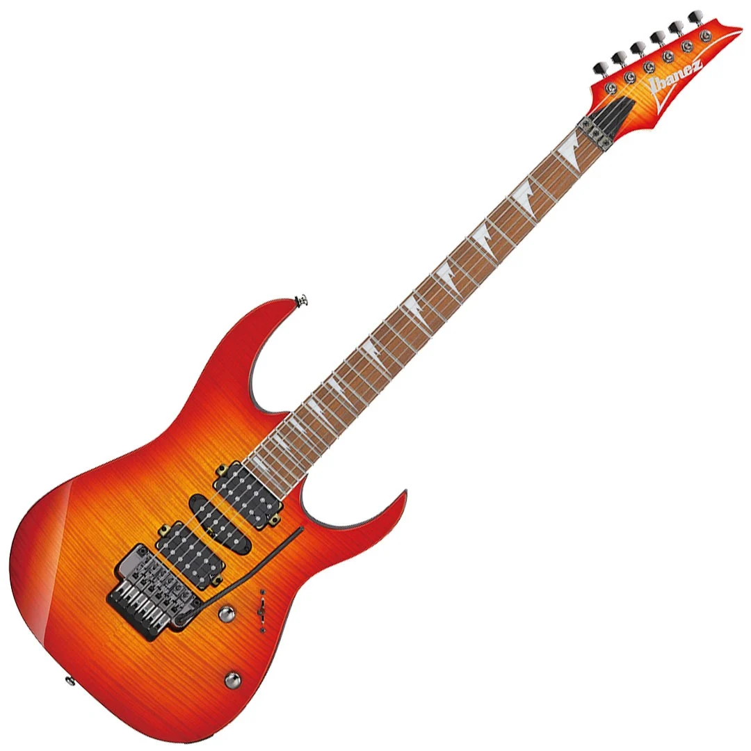 Chitarra elettrica Ibanez RG470DXFM-CS, manico Wizard III, corpo in meranti, pickup Quantum, finitura Cherry Sunburst brillante