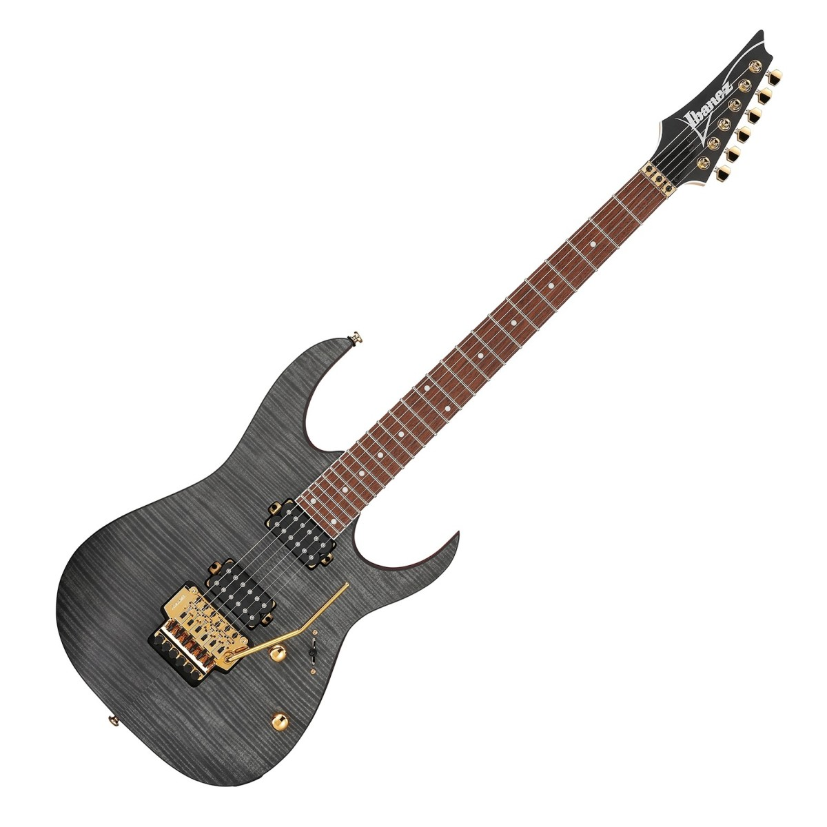 Ibanez RGR420FMSP, chitarra elettrica grigia trasparente, manico in acero, 24 tasti jumbo e pickup humbucker per riff veloci