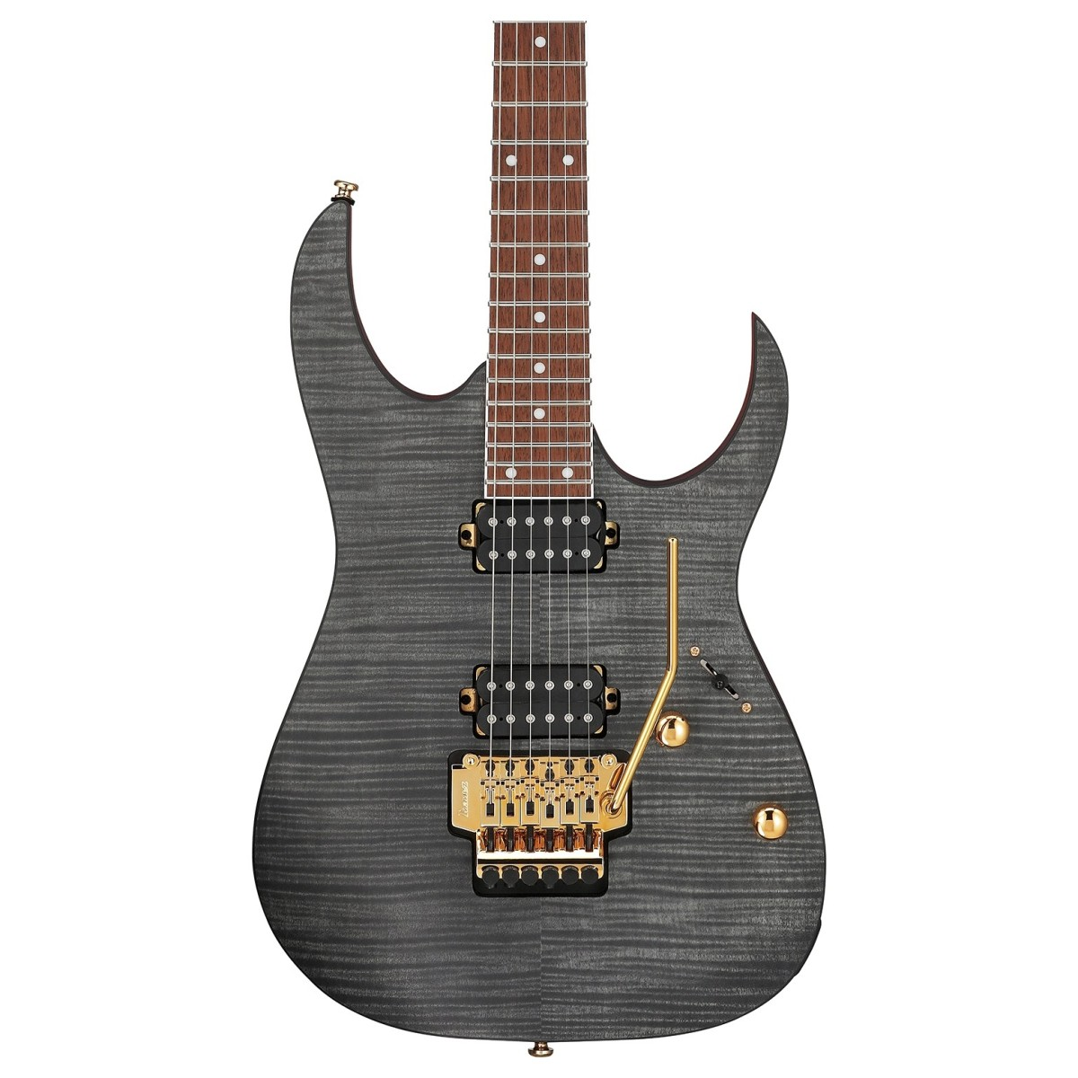 Chitarra elettrica Ibanez RGR420FMSP, finitura grigia trasparente, manico Wizard III e pickup humbucker per suoni incisivi