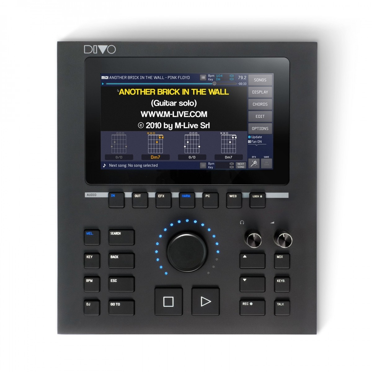 Dispositivo DIVO per lettura e riproduzione di basi musicali, touchscreen, mixer integrato e registratore digitale